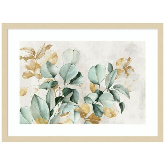 Amanti Art Golden Green Branches Wood Framed Wall Art Print