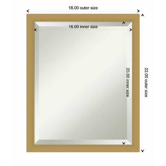 Amanti Art Grace Brushed Gold Narrow Framed Wall Mirror - 18 x 22 in