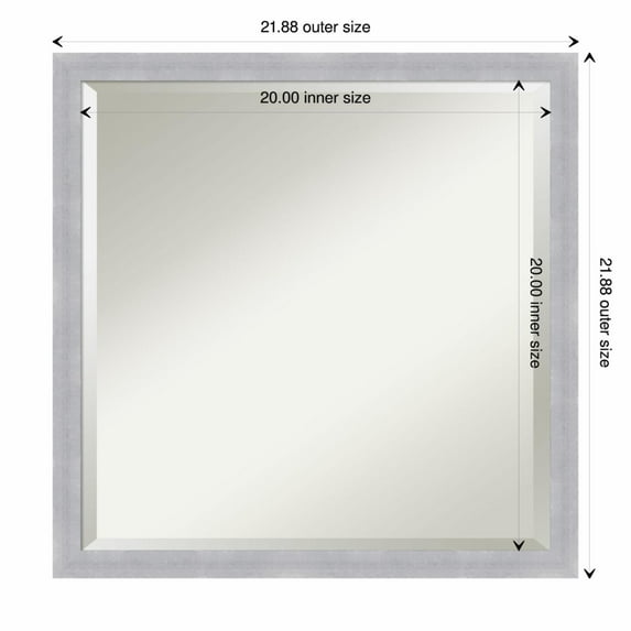 Amanti Art Grace Brushed Nickel Framed Wall Mirror - 17.88 x 21.88 in