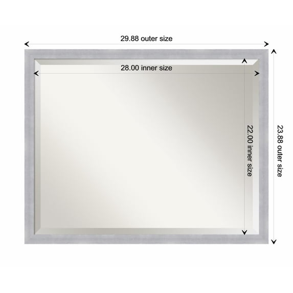 Amanti Art Grace Brushed Nickel Framed Wall Mirror - 17.88 x 21.88 in