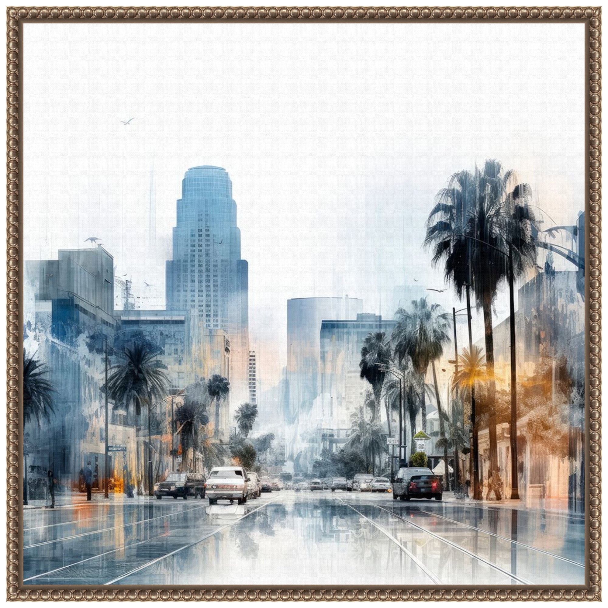 Amanti Art Graphic City III Miami Framed Canvas Wall Art Print