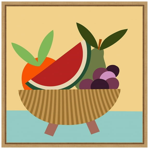 Amanti Art Graphic Fruit Bowl V Framed Canvas Wall Art Print