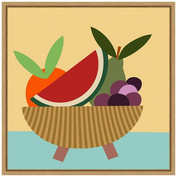 Amanti Art Graphic Fruit Bowl V Framed Canvas Wall Art Print