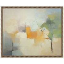 Amanti Art Green and Orange Abstract Forms II Framed Canvas Wall Art Print