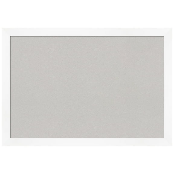 Amanti Art Grey Cork Board Framed Cabinet White Narrow Bulletin Board 39 in. x 27 in.