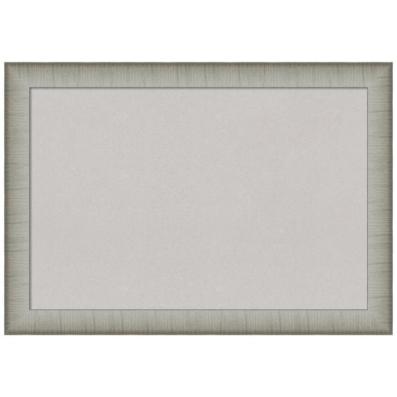 Amanti Art Grey Cork Board Framed Elegant Brushed Pewter Narrow Bulletin Board 27 in. x 19 in.