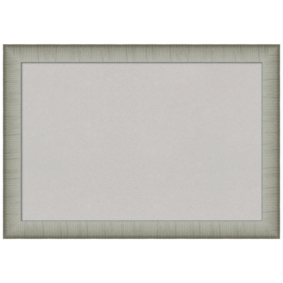 Amanti Art Grey Cork Board Framed Elegant Brushed Pewter Narrow Bulletin Board 27 in. x 19 in.