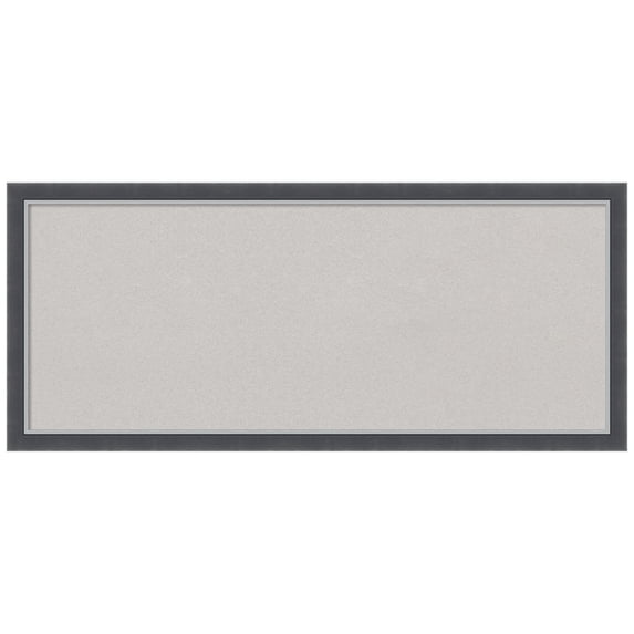 Amanti Art Grey Cork Board Framed Eva Black Silver Thin Bulletin Board 32 in. x 14 in.