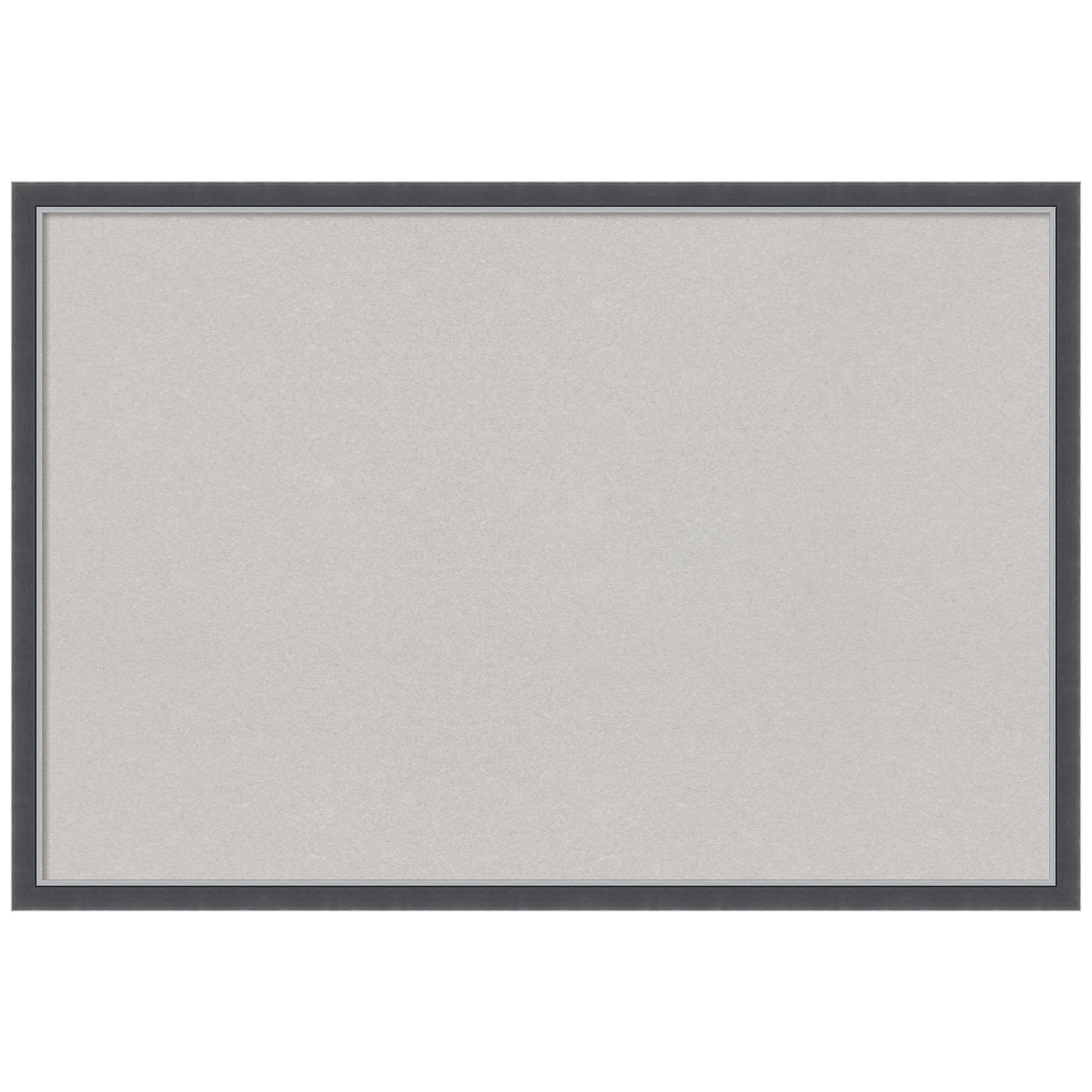 Amanti Art Grey Cork Board Framed Eva Black Silver Thin Bulletin Board 38 in. x 26 in.