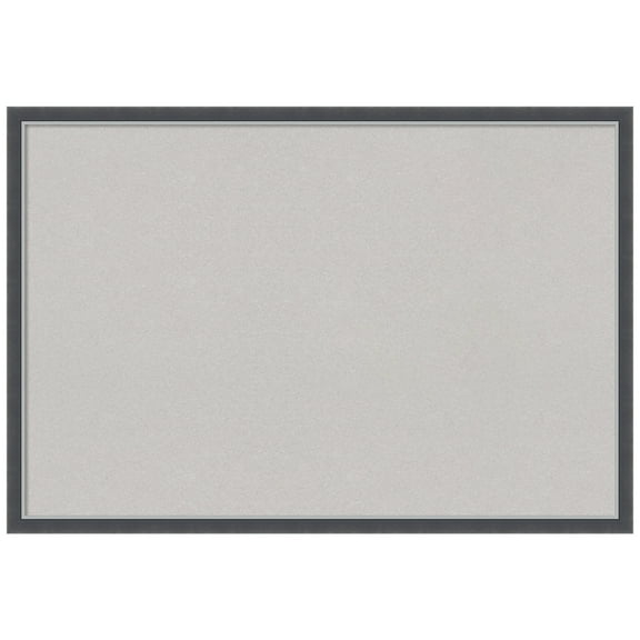 Amanti Art Grey Cork Board Framed Eva Black Silver Thin Bulletin Board 38 in. x 26 in.