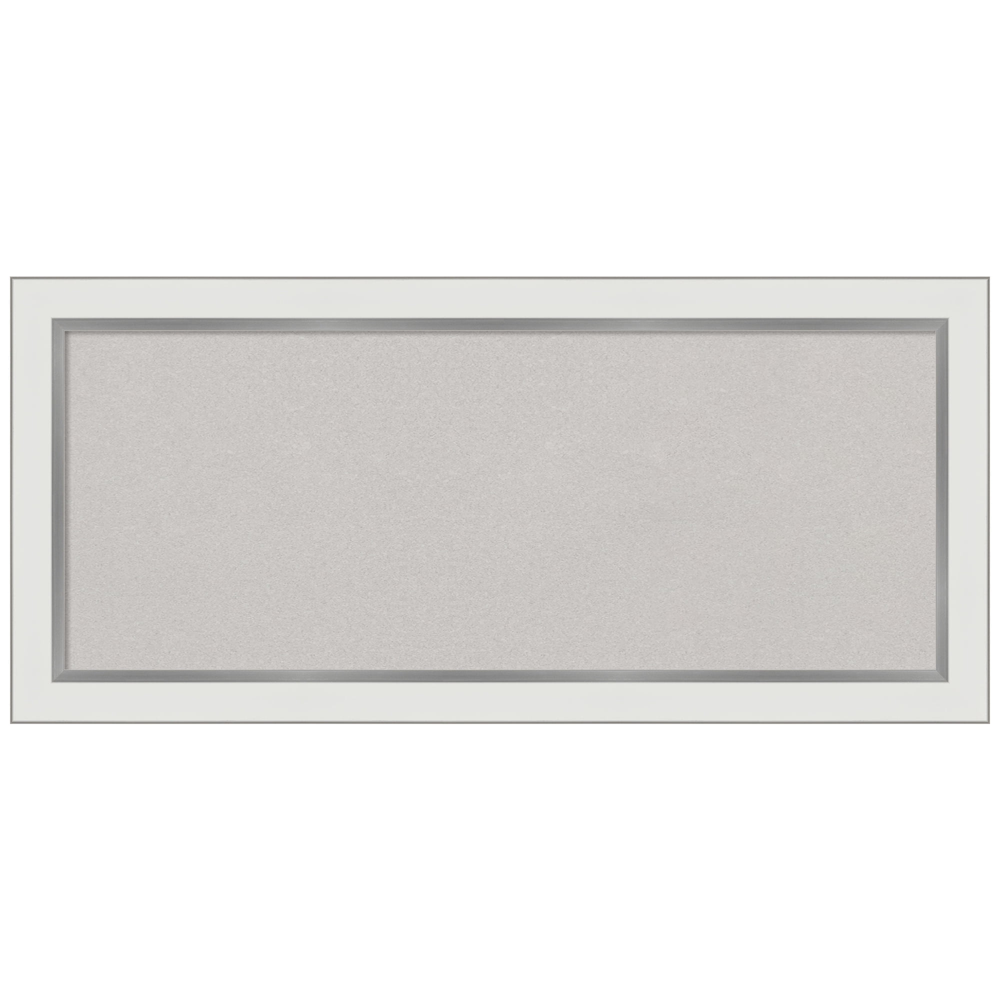 Amanti Art Grey Cork Board Framed Eva White Silver Narrow Bulletin Board 33 in. x 15 in.