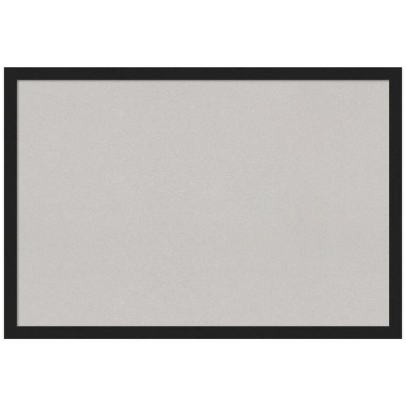 Amanti Art Grey Cork Board Framed Grace Brushed Metallic Black Narrow Bulletin Board 38 in. x 26 in.