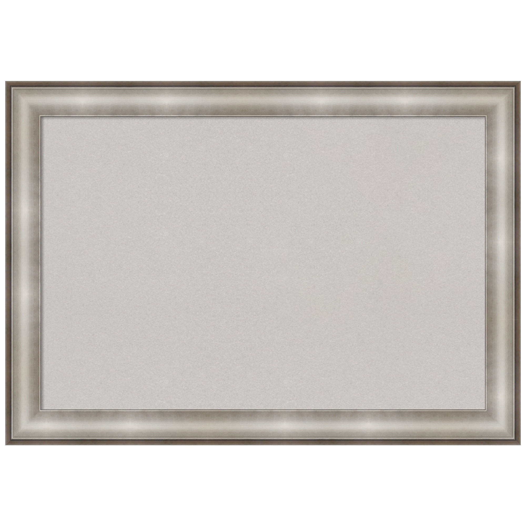 Amanti Art Grey Cork Board Framed Imperial Silver Bulletin Board 41 in. x 29 in.