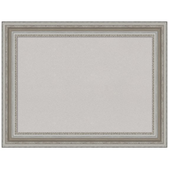 Amanti Art Grey Cork Board Framed Parlor Silver Bulletin Board 34 in. x 26 in.
