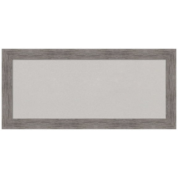 Amanti Art Grey Cork Board Framed Pinstripe Plank Grey Narrow Bulletin Board 33 in. x 15 in.