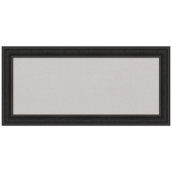 Amanti Art Grey Cork Board Framed Shipwreck Black Narrow Bulletin Board 34 in. x 16 in.
