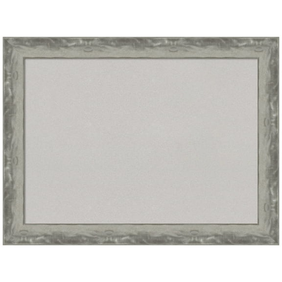 Amanti Art Grey Cork Board Framed Waveline Silver Narrow Bulletin Board 33 in. x 25 in.