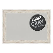 Amanti Art Grey Cork Board Wood Framed Alexandria White Wash Bulletin Board 41 in. x 29 in.
