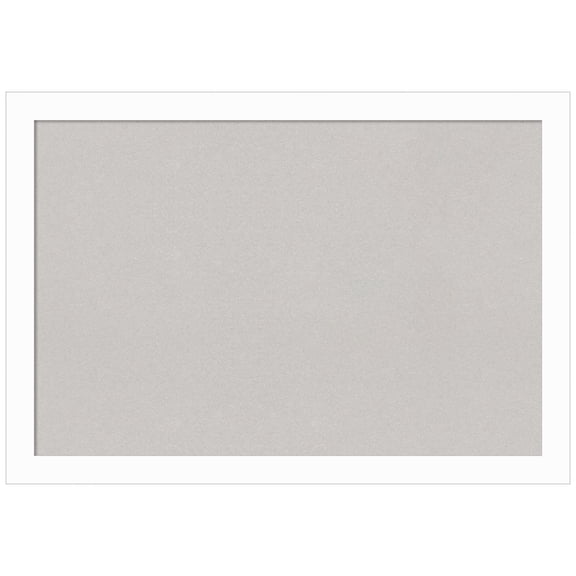 Amanti Art Grey Cork Board Wood Framed Basic White Narrow Bulletin Board 39 in. x 27 in.