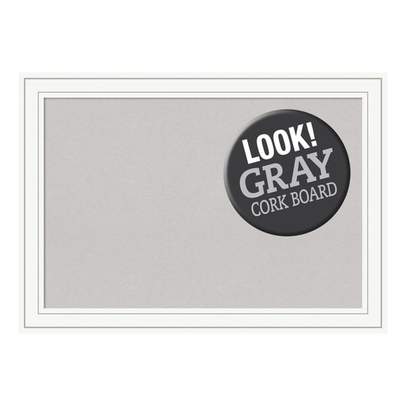 Amanti Art Grey Cork Board Wood Framed Craftsman White Bulletin Board 41 in. x 29 in.