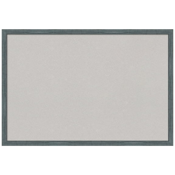Amanti Art Grey Cork Board Wood Framed Dixie Blue Grey Rustic Narrow Bulletin Board 25 in. x 17 in.