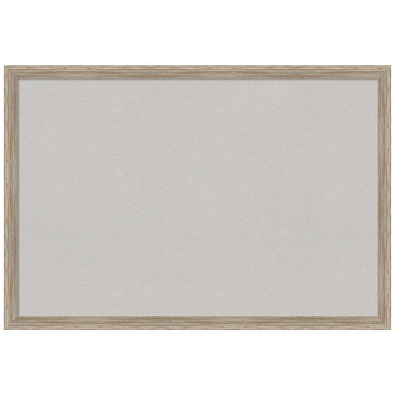 Amanti Art Grey Cork Board Wood Framed Hardwood Wedge White Wash Bulletin Board 25 in. x 17 in.
