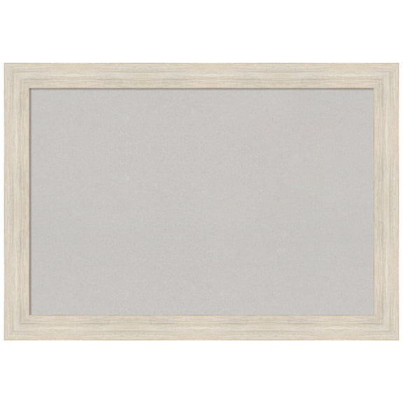 Amanti Art Grey Cork Board Wood Framed Hardwood White Wash Narrow Bulletin Board 27 in. x 19 in.