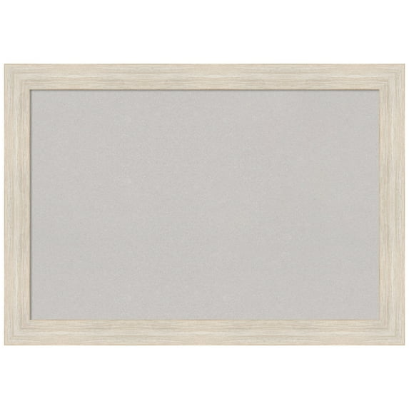 Amanti Art Grey Cork Board Wood Framed Hardwood White Wash Narrow Bulletin Board 27 in. x 19 in.