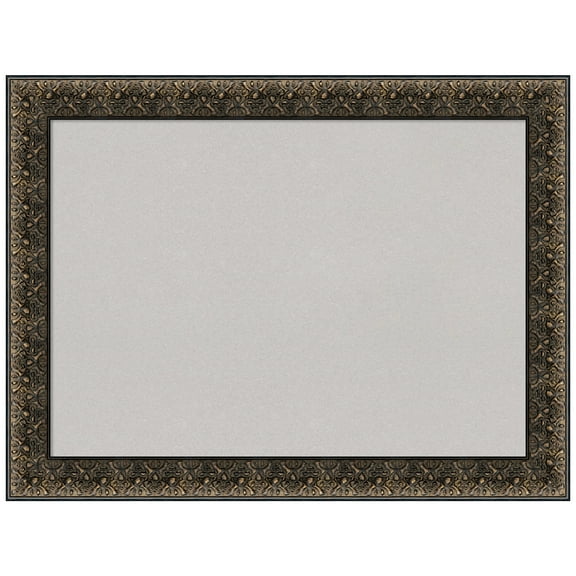 Amanti Art Grey Cork Board Wood Framed Intaglio Embossed Black Bulletin Board 33 in. x 25 in.