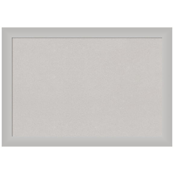 Amanti Art Grey Cork Board Wood Framed Low Luster Silver Bulletin Board 27 in. x 19 in.