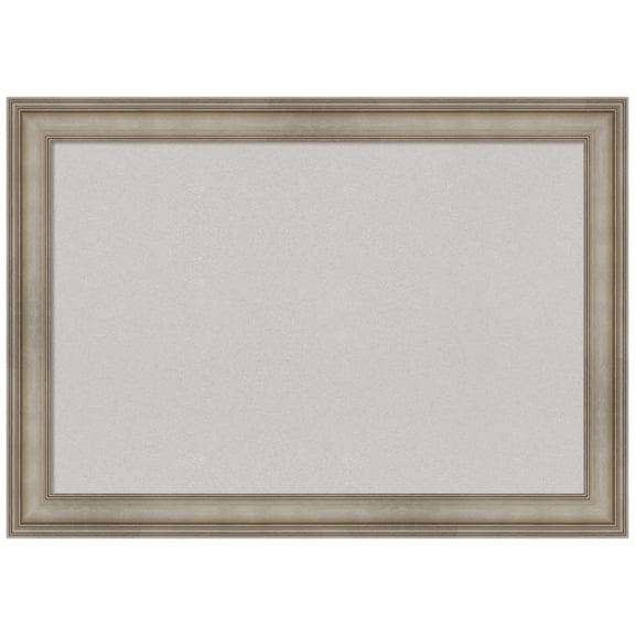 Amanti Art Grey Cork Board Wood Framed Mezzanine Antique Silver Narrow Bulletin Board 41 in. x 29 in.