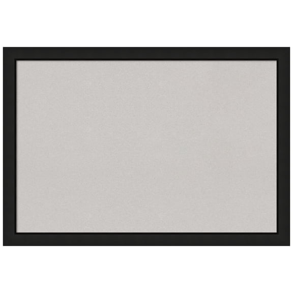 Amanti Art Grey Cork Board Wood Framed Midnight Black Narrow Bulletin Board 39 in. x 27 in.