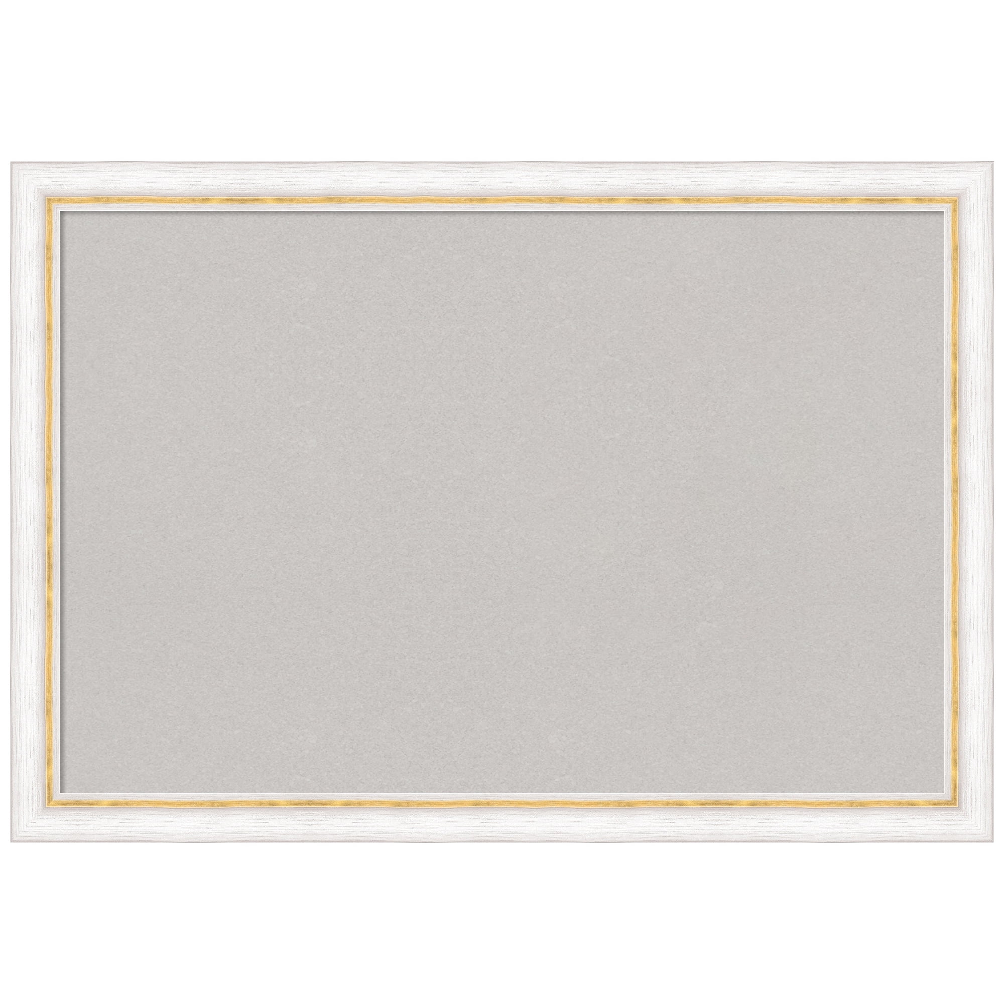 Amanti Art Grey Cork Board Wood Framed Morgan White Gold Bulletin Board 26 in. x 18 in.