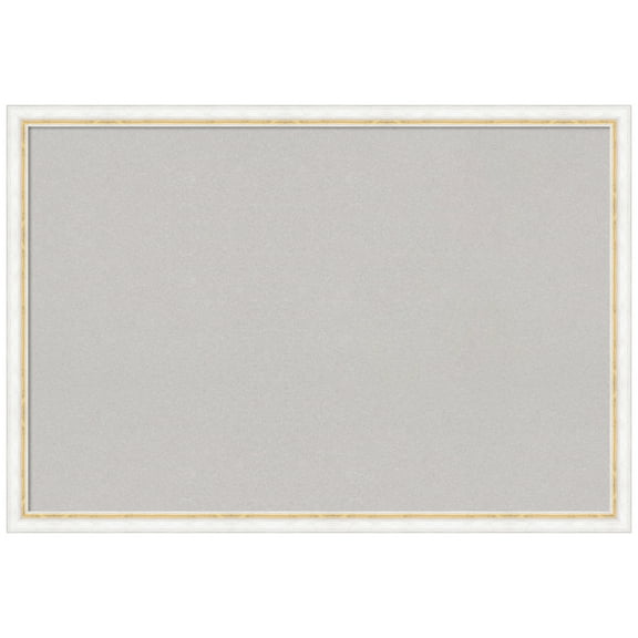 Amanti Art Grey Cork Board Wood Framed Morgan White Gold Bulletin Board 38 in. x 26 in.