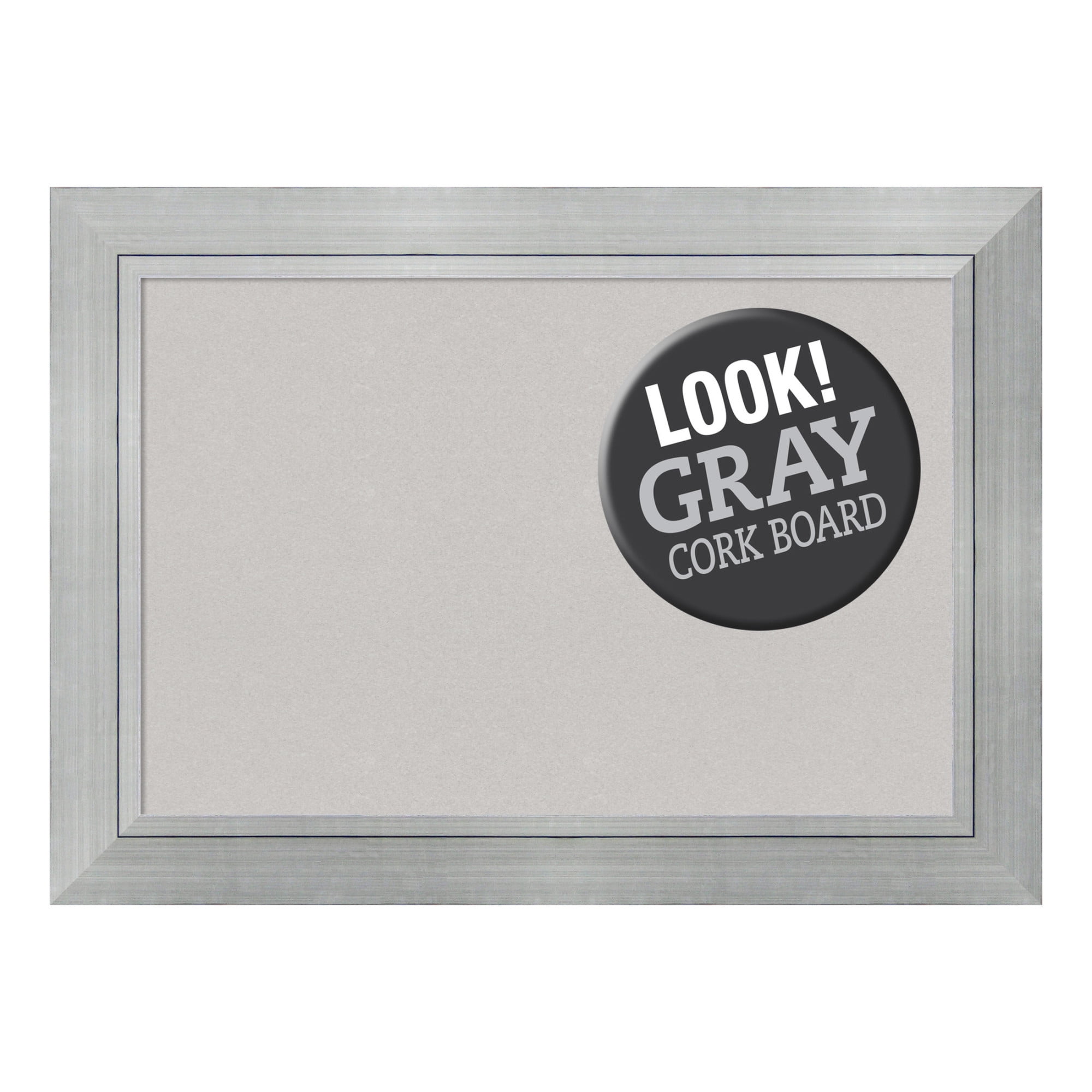 Romano Silver Gray Framed Cork Bulletin Board 43 x 31 Inch