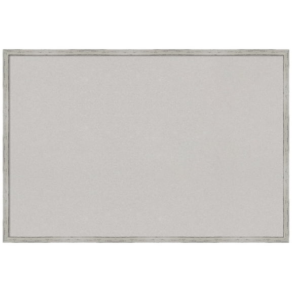 Amanti Art Grey Cork Board Wood Framed Shiplap White Narrow Bulletin Board 37 in. x 25 in.