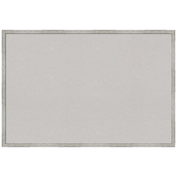 Amanti Art Grey Cork Board Wood Framed Shiplap White Narrow Bulletin Board 37 in. x 25 in.