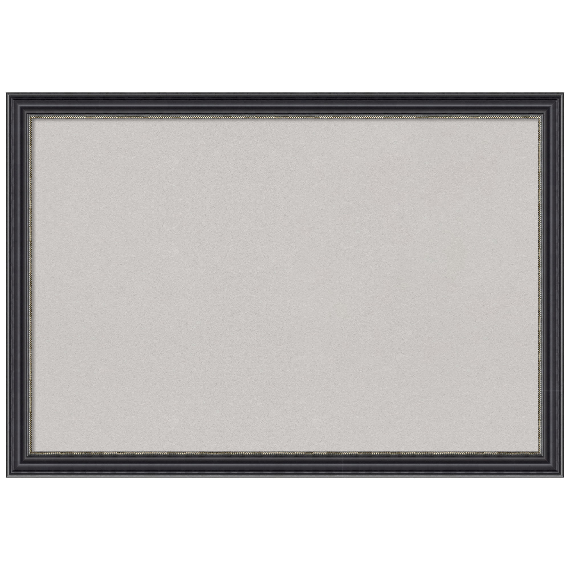 Amanti Art Grey Cork Board Wood Framed Stylish Black Bulletin Board 26 in. x 18 in.