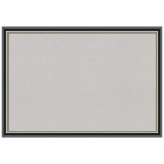 Amanti Art Grey Cork Board Wood Framed Theo Black Silver Bulletin Board 39 in. x 27 in.