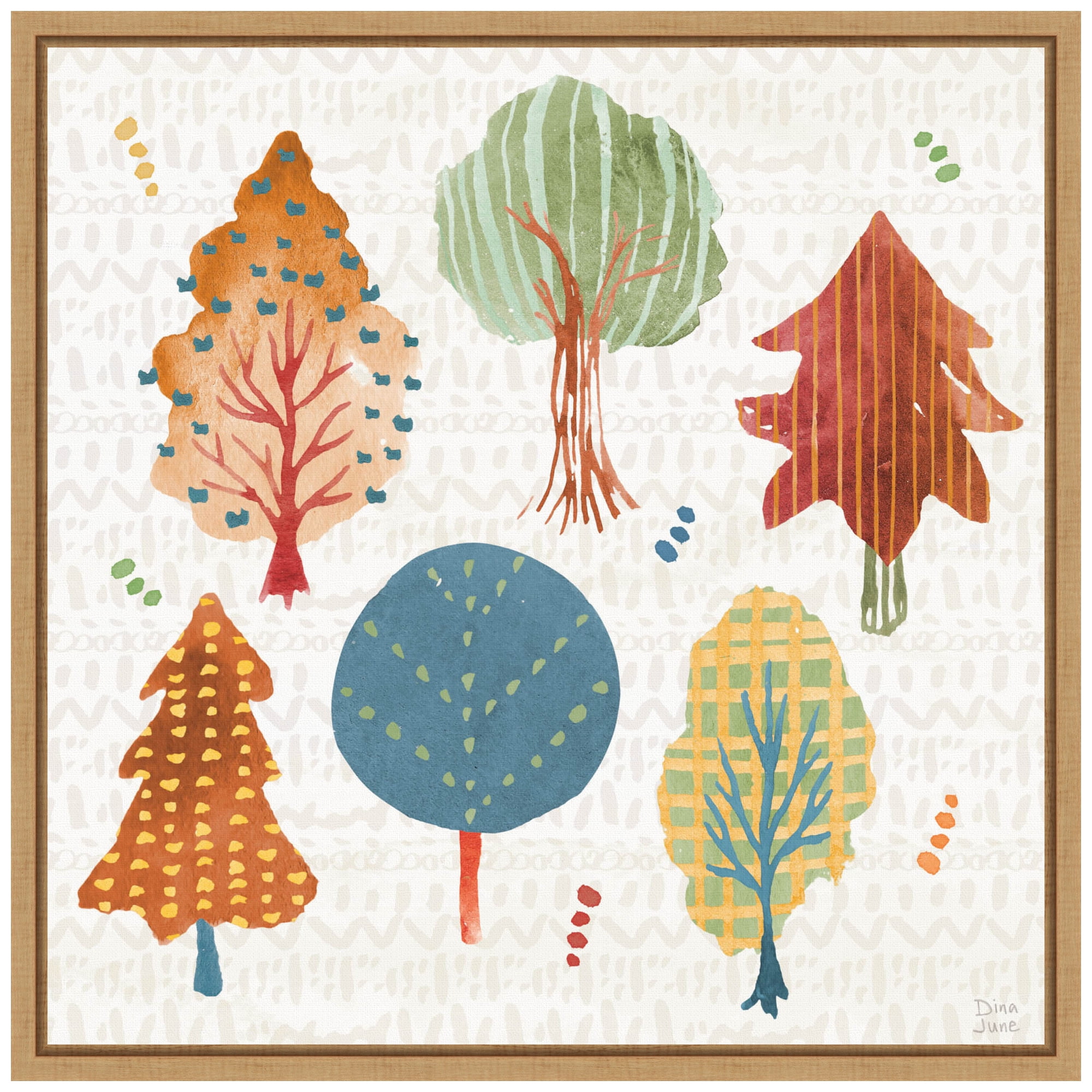 Harvest Whimsy II 22"x22" Brown Framed Canvas Wall Art