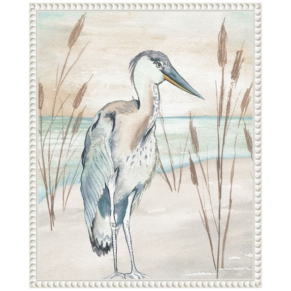 Amanti Art Heron By Beach Grass I Framed Canvas Wall Art Print