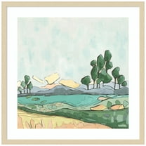 Amanti Art Hills and Trees Wood Framed Wall Art Print