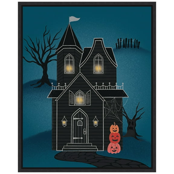 Amanti Art Hometown Halloween II Framed Canvas Wall Art Print
