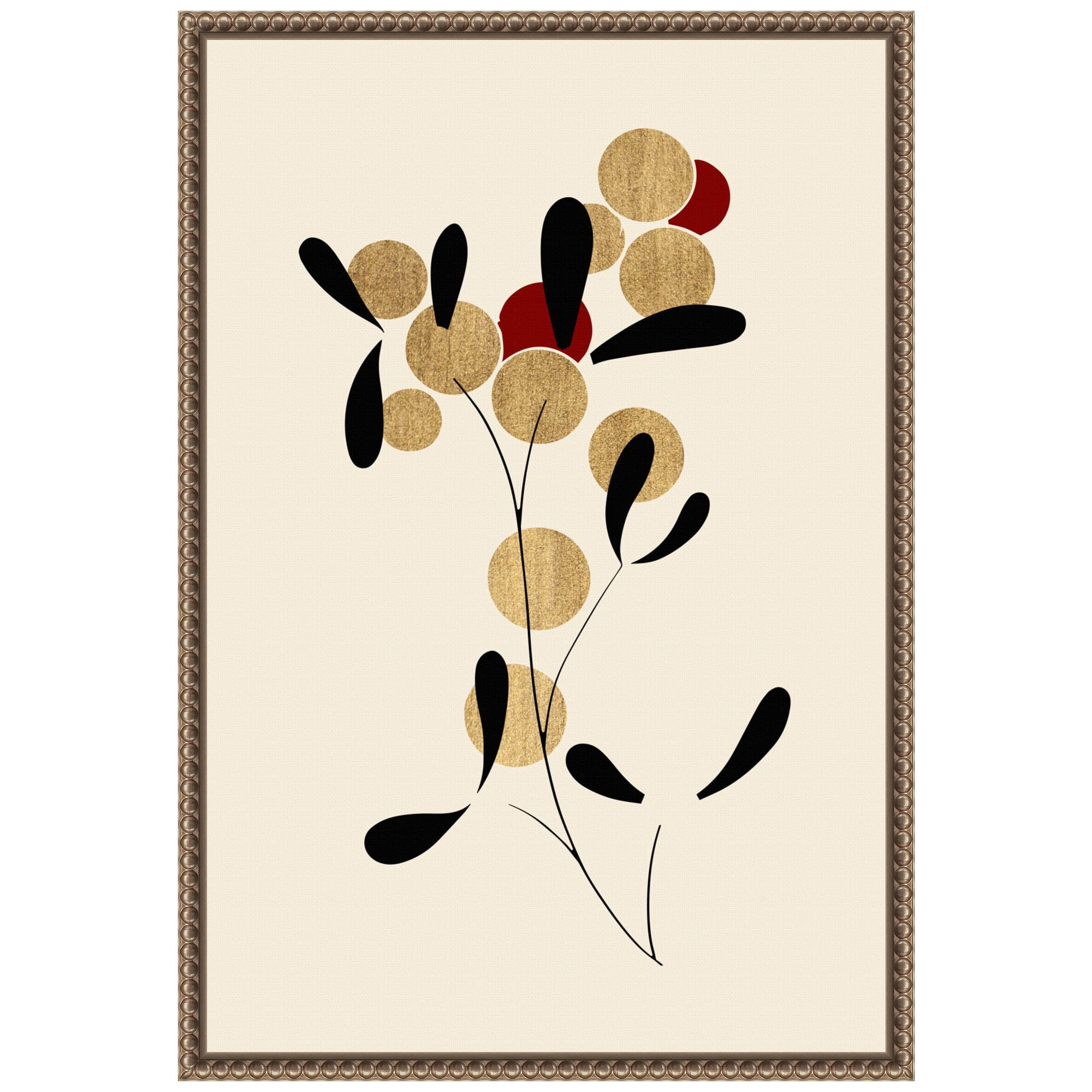 Eastern-Inspired Minimalist Black and Gold Framed Canvas Wall Art