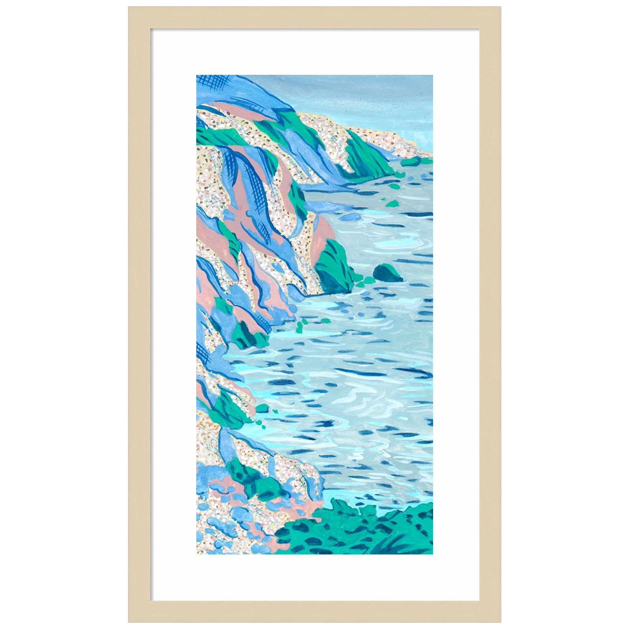 Melissa Wang Coastal Abstract Landscape Framed Wall Art Print