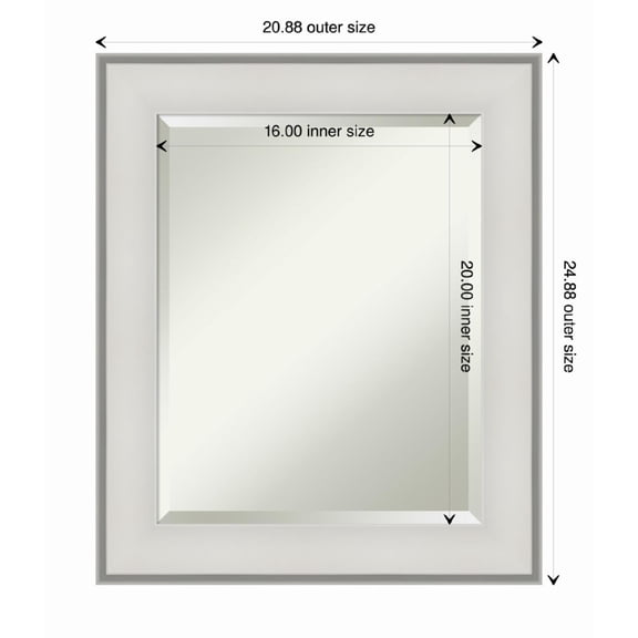 Amanti Art Imperial White Framed Wall Mirror - 20.88 x 24.88 in