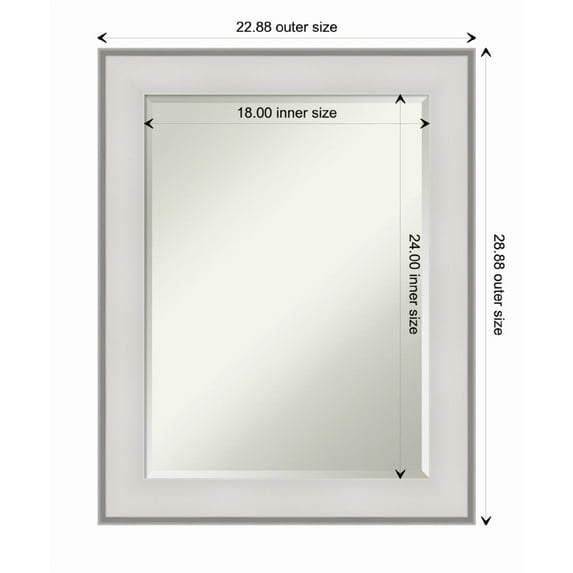 Amanti Art Imperial White Framed Wall Mirror - 20.88 x 24.88 in