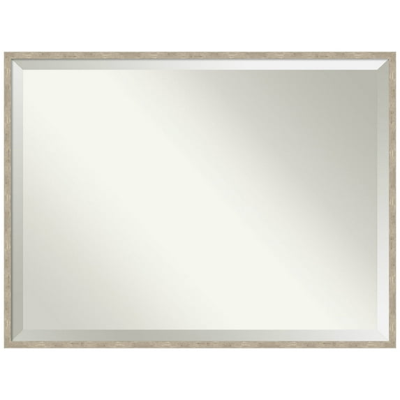 Amanti Art Imprint Pewter Beveled Wood Bathroom Wall Mirror