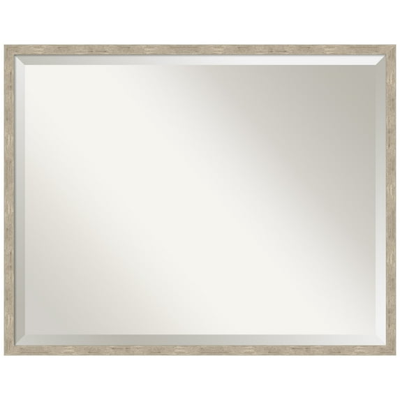 Amanti Art Imprint Pewter Beveled Wood Bathroom Wall Mirror