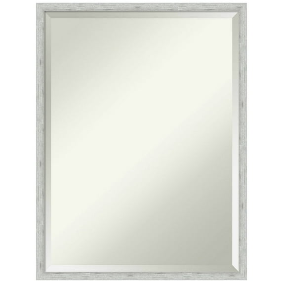 Amanti Art Imprint Silver Beveled Wood Bathroom Wall Mirror